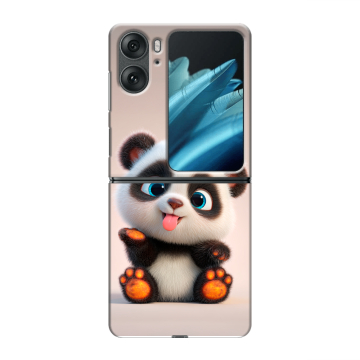 Пластиковый чехол на OPPO Find N2 Flip с принтом милая панда