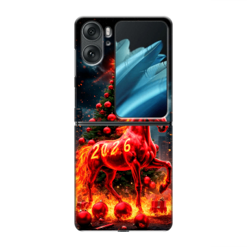 Пластиковый чехол на OPPO Find N2 Flip с принтом Новый год