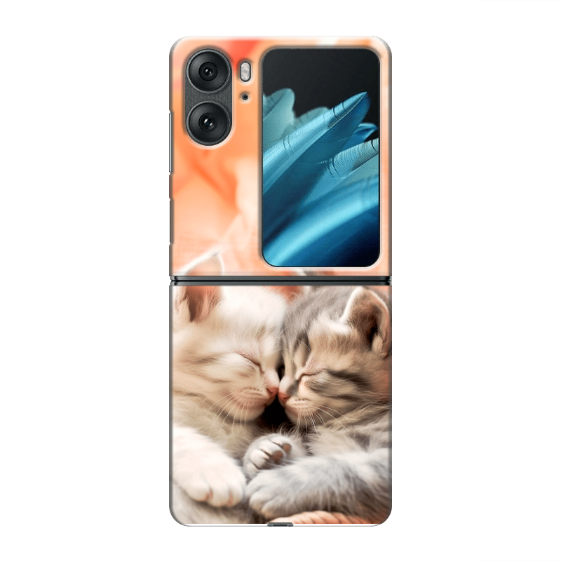 Пластиковый чехол на OPPO Find N2 Flip с принтом Котята Пластиковый чехол на OPPO Find N2 Flip с принтом Котята