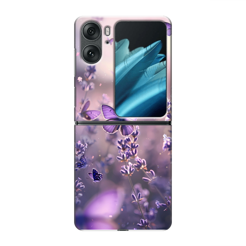 Пластиковый чехол на OPPO Find N2 Flip с принтом бабочки и лаванда Пластиковый чехол на OPPO Find N2 Flip с принтом бабочки и лаванда