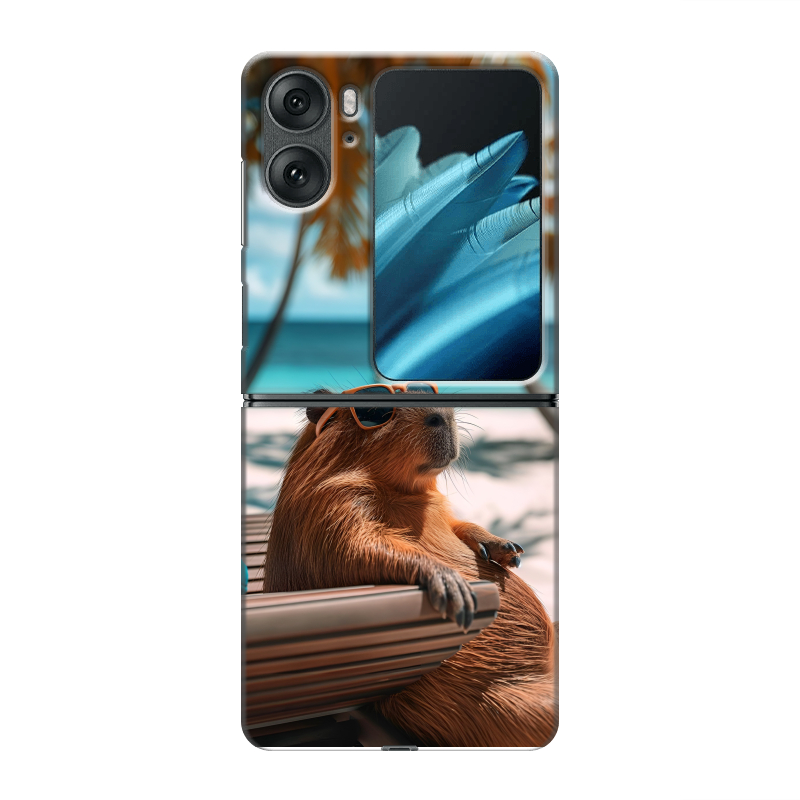 Пластиковый чехол на OPPO Find N2 Flip с принтом Капибара Пластиковый чехол на OPPO Find N2 Flip с принтом Капибара