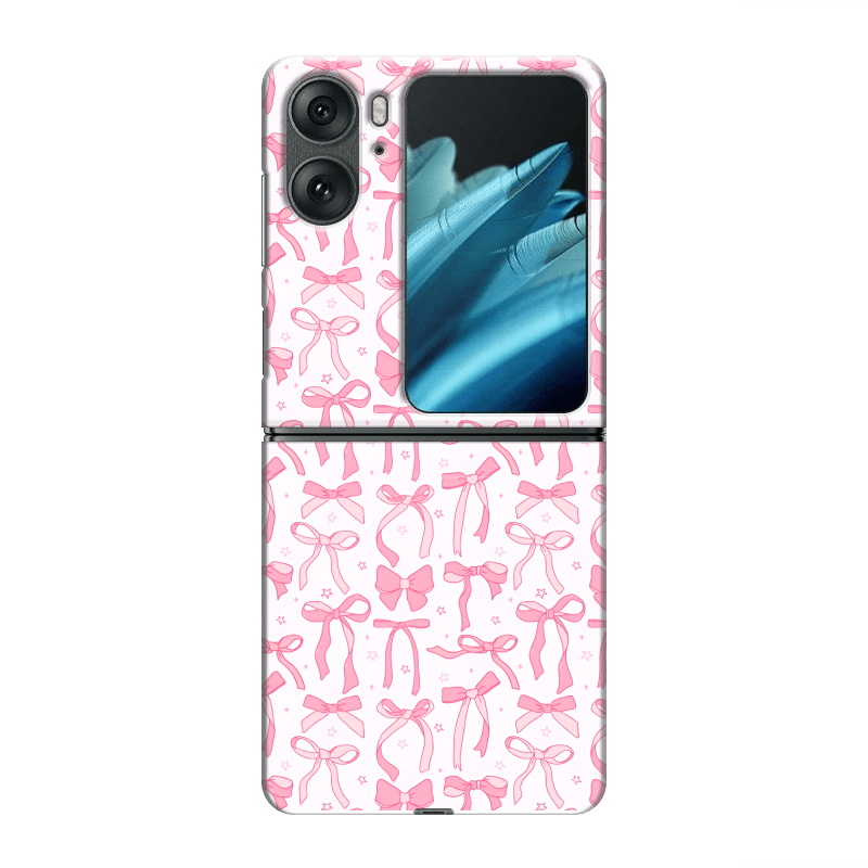 Пластиковый чехол на OPPO Find N2 Flip с принтом Розовые бантики Пластиковый чехол на OPPO Find N2 Flip с принтом Розовые бантики