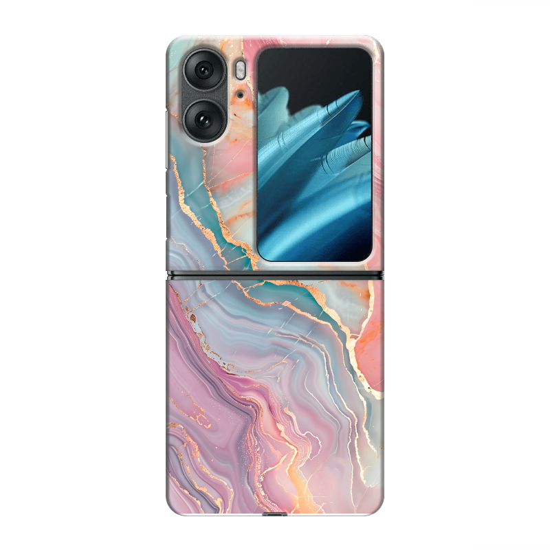 Пластиковый чехол на OPPO Find N2 Flip с принтом розовый мрамор Пластиковый чехол на OPPO Find N2 Flip с принтом розовый мрамор