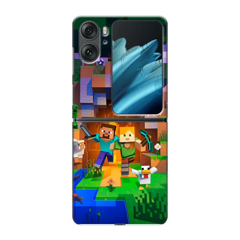 Пластиковый чехол на OPPO Find N2 Flip с принтом Майнкрафт Minecraft Пластиковый чехол на OPPO Find N2 Flip с принтом Майнкрафт Minecraft