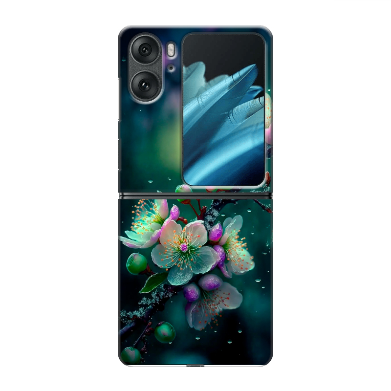 Пластиковый чехол на OPPO Find N2 Flip с принтом Цветы и мрамор Пластиковый чехол на OPPO Find N2 Flip с принтом Цветы и мрамор