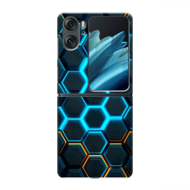 Пластиковый чехол на OPPO Find N2 Flip с принтом Неоновые соты Пластиковый чехол на OPPO Find N2 Flip с принтом Неоновые соты