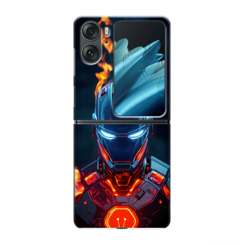 Пластиковый чехол на OPPO Find N2 Flip с принтом IronMan Железный человек Пластиковый чехол на OPPO Find N2 Flip с принтом IronMan Железный человек