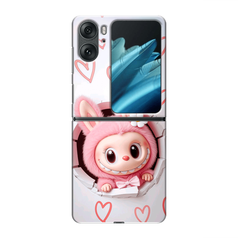 Пластиковый чехол на OPPO Find N2 Flip с принтом Labubu Лабубу Пластиковый чехол на OPPO Find N2 Flip с принтом Labubu Лабубу