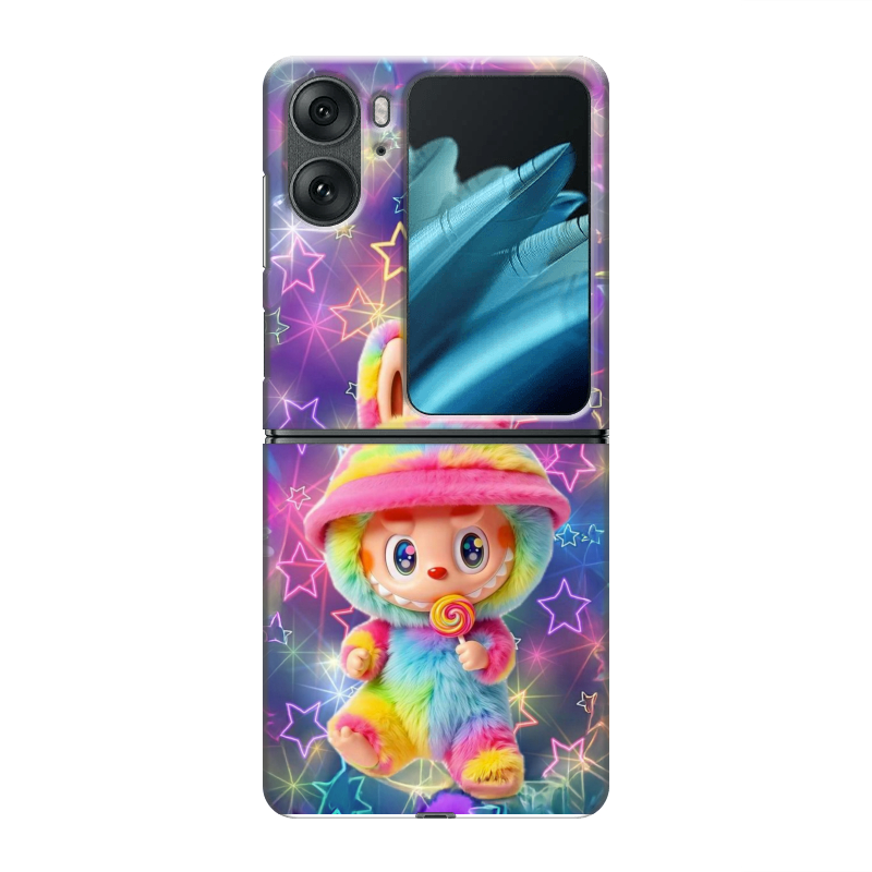 Пластиковый чехол на OPPO Find N2 Flip с принтом Labubu Лабубу Пластиковый чехол на OPPO Find N2 Flip с принтом Labubu Лабубу