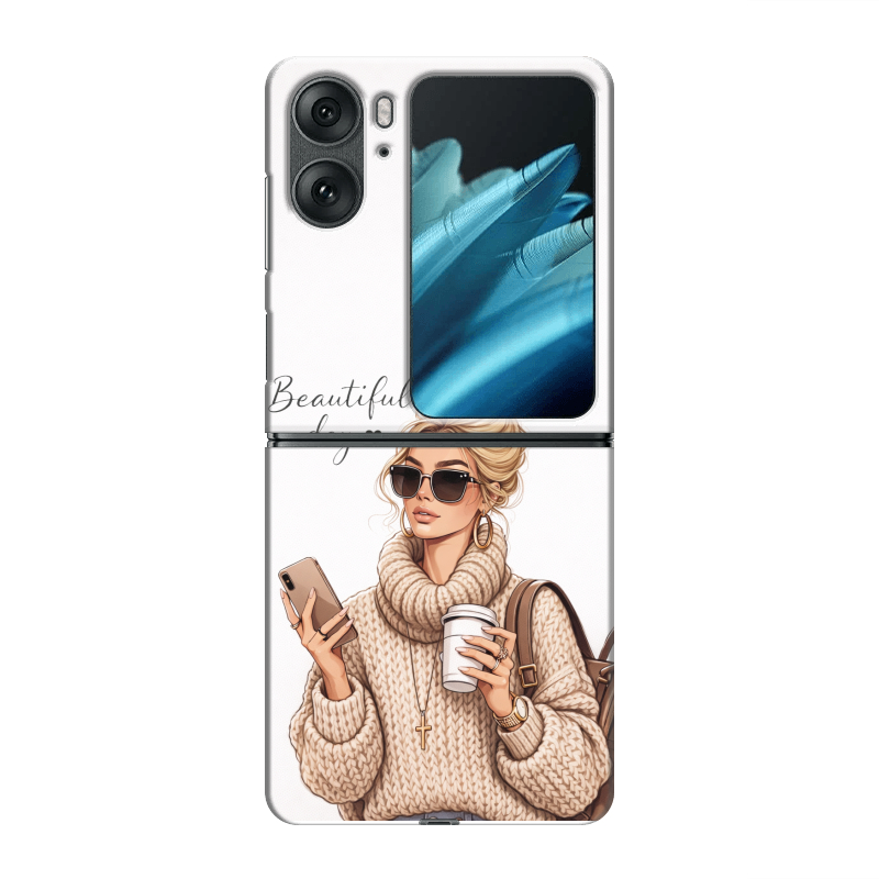 Пластиковый чехол на OPPO Find N2 Flip с принтом женский Пластиковый чехол на OPPO Find N2 Flip с принтом женский
