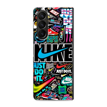 Пластиковый чехол на Samsung Galaxy Z Fold 5 с принтом найк nike черный Пластиковый чехол на Samsung Galaxy Z Fold 5 с принтом найк nike черный