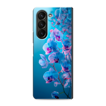 Пластиковый чехол на Samsung Galaxy Z Fold 5 с принтом голубые орхидеи Пластиковый чехол на Samsung Galaxy Z Fold 5 с принтом голубые орхидеи