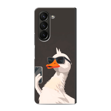 Пластиковый чехол на Samsung Galaxy Z Fold 5 с принтом утка в очках Пластиковый чехол на Samsung Galaxy Z Fold 5 с принтом утка в очках