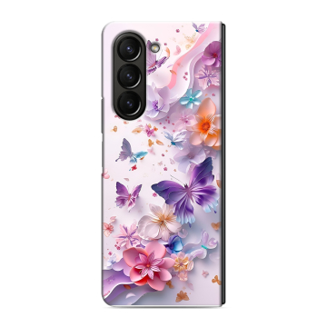 Пластиковый чехол на Samsung Galaxy Z Fold 5 с принтом цветы бабочки Пластиковый чехол на Samsung Galaxy Z Fold 5 с принтом цветы бабочки