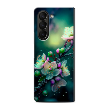 Пластиковый чехол на Samsung Galaxy Z Fold 5 с принтом Цветы и мрамор Пластиковый чехол на Samsung Galaxy Z Fold 5 с принтом Цветы и мрамор