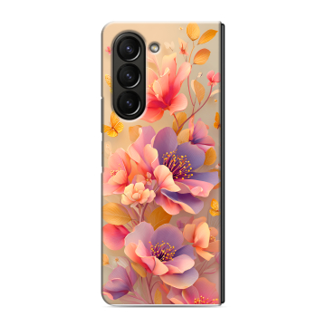 Пластиковый чехол на Samsung Galaxy Z Fold 5 с принтом Цветы и бабочки Пластиковый чехол на Samsung Galaxy Z Fold 5 с принтом Цветы и бабочки