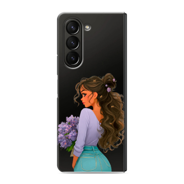 Пластиковый чехол на Samsung Galaxy Z Fold 5 с принтом девушка цветы Пластиковый чехол на Samsung Galaxy Z Fold 5 с принтом девушка цветы
