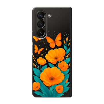 Пластиковый чехол на Samsung Galaxy Z Fold 5 с принтом цветы бабочки Пластиковый чехол на Samsung Galaxy Z Fold 5 с принтом цветы бабочки