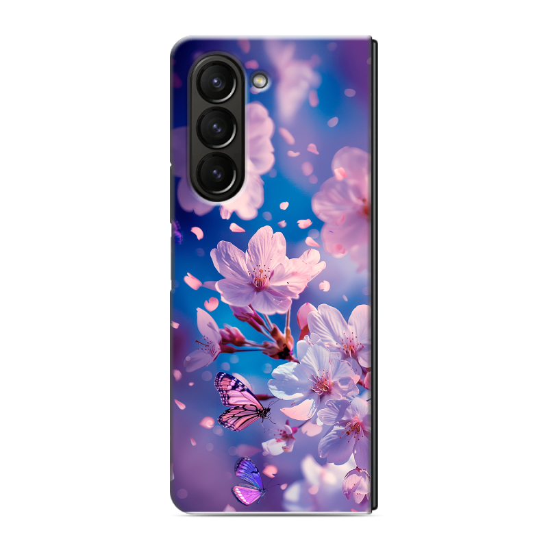 Пластиковый чехол на Samsung Galaxy Z Fold 5 с принтом цветы бабочки Пластиковый чехол на Samsung Galaxy Z Fold 5 с принтом цветы бабочки