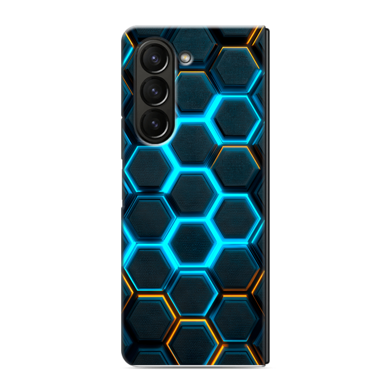 Пластиковый чехол на Samsung Galaxy Z Fold 5 с принтом Неоновые соты Пластиковый чехол на Samsung Galaxy Z Fold 5 с принтом Неоновые соты