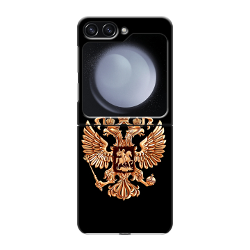Пластиковый чехол на Samsung Galaxy Z Flip 5 с принтом Герб России золотой Пластиковый чехол на Samsung Galaxy Z Flip 5 с принтом Герб России золотой
