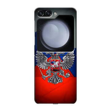 Пластиковый чехол на Samsung Galaxy Z Flip 5 с принтом Флаг России Пластиковый чехол на Samsung Galaxy Z Flip 5 с принтом Флаг России