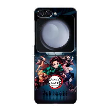 Пластиковый чехол на Samsung Galaxy Z Flip 5 с принтом Demon Slayer Клинок рассекающий демонов Пластиковый чехол на Samsung Galaxy Z Flip 5 с принтом Demon Slayer Клинок рассекающий демонов