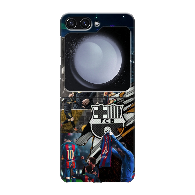 Пластиковый чехол на Samsung Galaxy Z Flip 5 с принтом Messi Barcelona Пластиковый чехол на Samsung Galaxy Z Flip 5 с принтом Messi Barcelona
