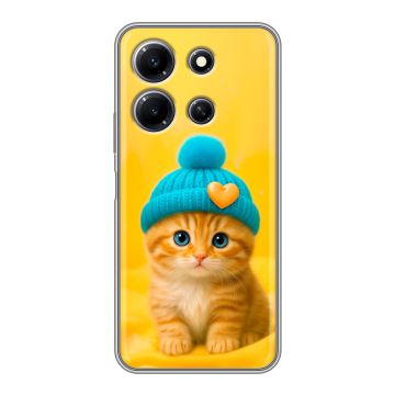 Силиконовый чехол на Infinix Note 30i с принтом Котенок в шапке