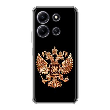 Силиконовый чехол на Infinix Note 30i с принтом Герб России золотой
