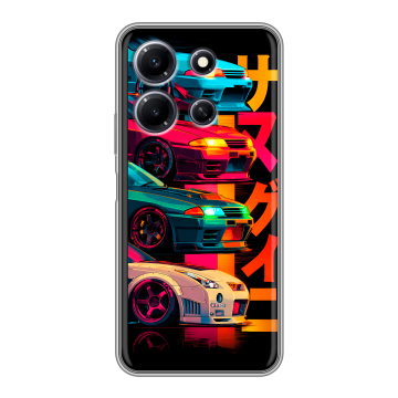 Силиконовый чехол на Infinix Note 30i с принтом Гоночные машины
