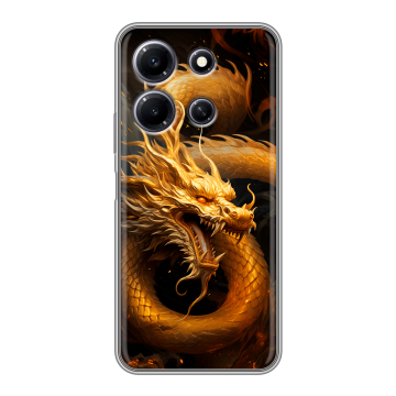 Силиконовый чехол на Infinix Note 30i с принтом Золотой дракон