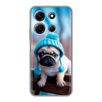 Силиконовый чехол на Infinix Note 30i с принтом Мопс в шапке