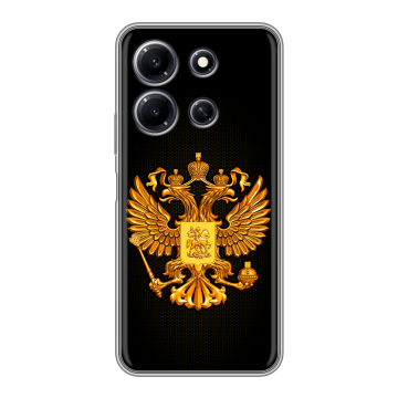 Силиконовый чехол на Infinix Note 30i с принтом Герб России желтый Силиконовый чехол на Infinix Note 30i с принтом Герб России желтый