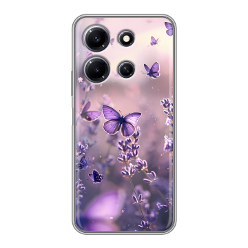 Силиконовый чехол на Infinix Note 30i с принтом бабочки и лаванда Силиконовый чехол на Infinix Note 30i с принтом бабочки и лаванда