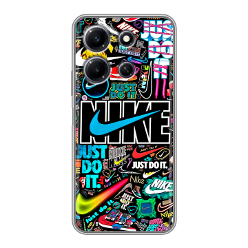 Силиконовый чехол на Infinix Note 30i с принтом найк nike черный Силиконовый чехол на Infinix Note 30i с принтом найк nike черный