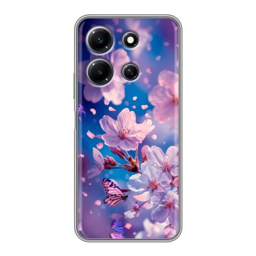 Силиконовый чехол на Infinix Note 30i с принтом цветы бабочки Силиконовый чехол на Infinix Note 30i с принтом цветы бабочки
