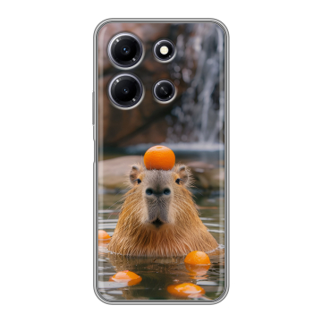 Силиконовый чехол на Infinix Note 30i с принтом Капибара с апельсином Силиконовый чехол на Infinix Note 30i с принтом Капибара с апельсином
