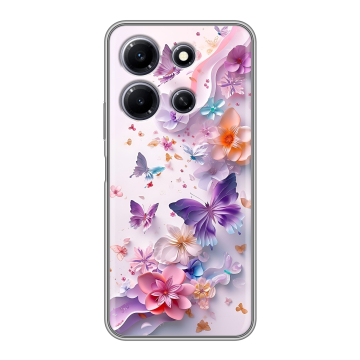 Силиконовый чехол на Infinix Note 30i с принтом цветы бабочки Силиконовый чехол на Infinix Note 30i с принтом цветы бабочки