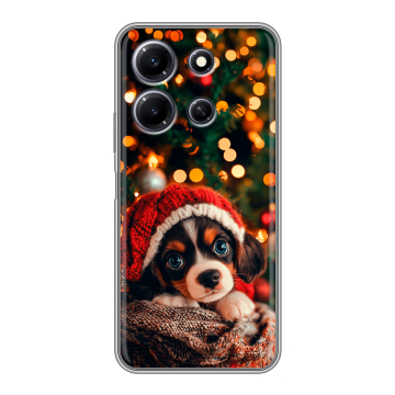 Силиконовый чехол на Infinix Note 30i с принтом Новый год елка щенок Силиконовый чехол на Infinix Note 30i с принтом Новый год елка щенок