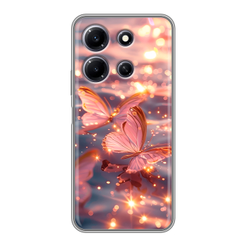 Силиконовый чехол на Infinix Note 30i с принтом бабочки розовые Силиконовый чехол на Infinix Note 30i с принтом бабочки розовые