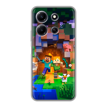 Силиконовый чехол на Infinix Note 30i с принтом Майнкрафт Minecraft Силиконовый чехол на Infinix Note 30i с принтом Майнкрафт Minecraft