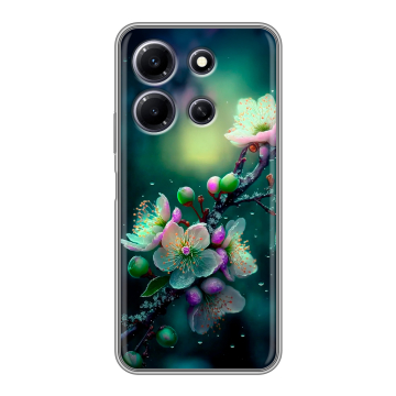 Силиконовый чехол на Infinix Note 30i с принтом Цветы и мрамор Силиконовый чехол на Infinix Note 30i с принтом Цветы и мрамор