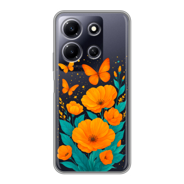 Силиконовый чехол на Infinix Note 30i с принтом цветы бабочки