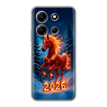 Силиконовый чехол на Infinix Note 30i с принтом Новый год коня