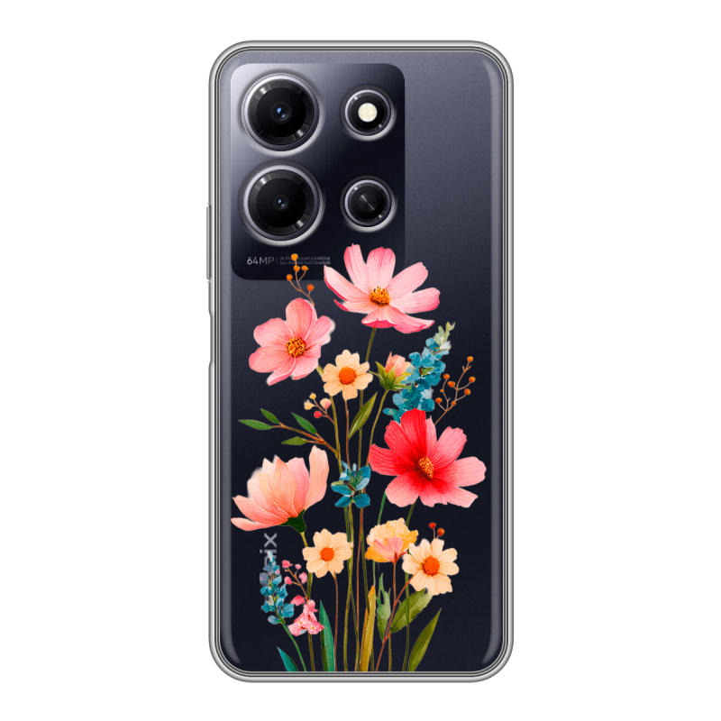 Силиконовый противоударный чехол на Infinix Note 30i с принтом Цветы Силиконовый противоударный чехол на Infinix Note 30i с принтом Цветы