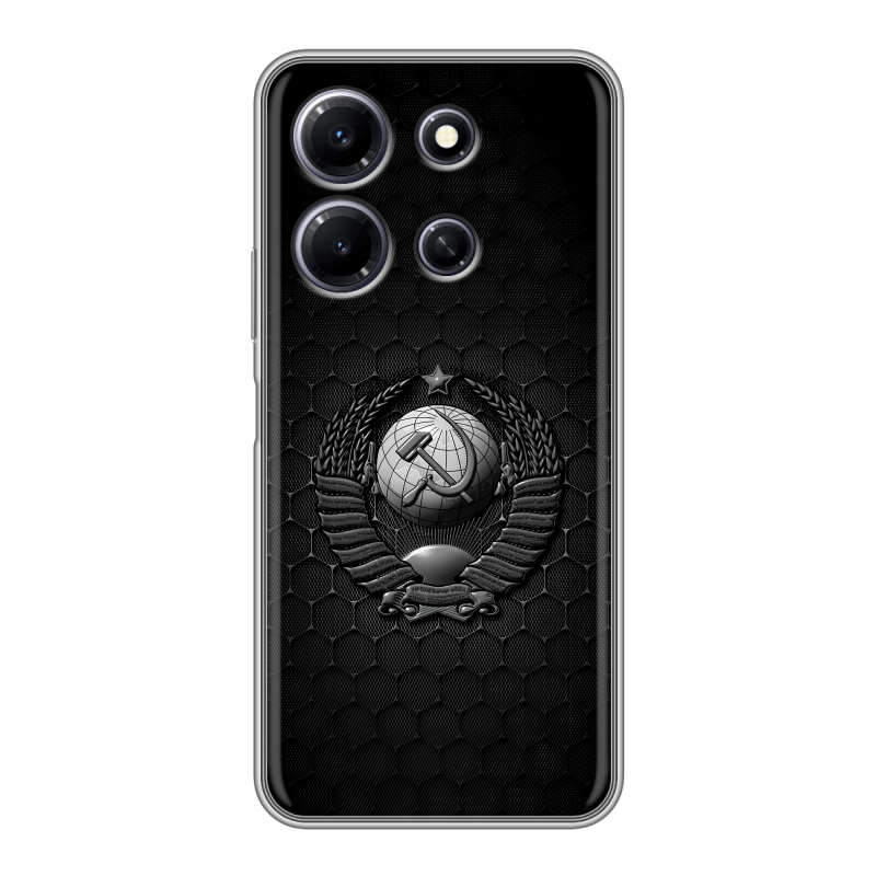 Силиконовый противоударный чехол на Infinix Note 30i с принтом Герб Флаг СССР Силиконовый противоударный чехол на Infinix Note 30i с принтом Герб Флаг СССР