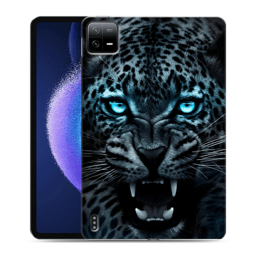Силиконовый чехол на планшета Xiaomi Pad 6 с принтом Темный леопард