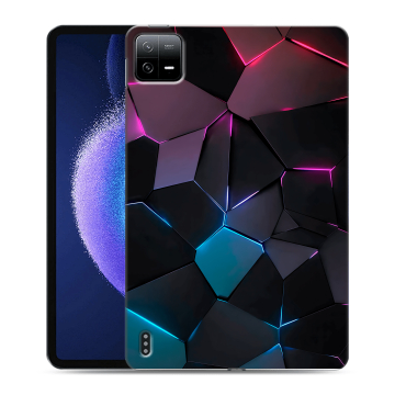 Силиконовый чехол на планшета Xiaomi Pad 6 с принтом Геометрия неона