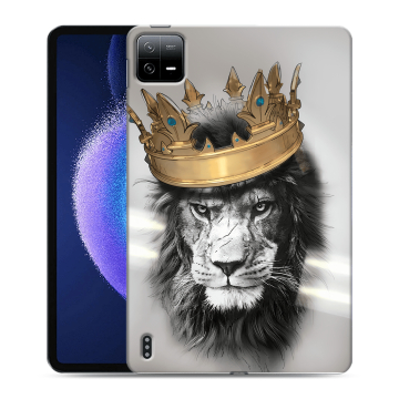 Силиконовый чехол на планшета Xiaomi Pad 6 с принтом Лев с короной